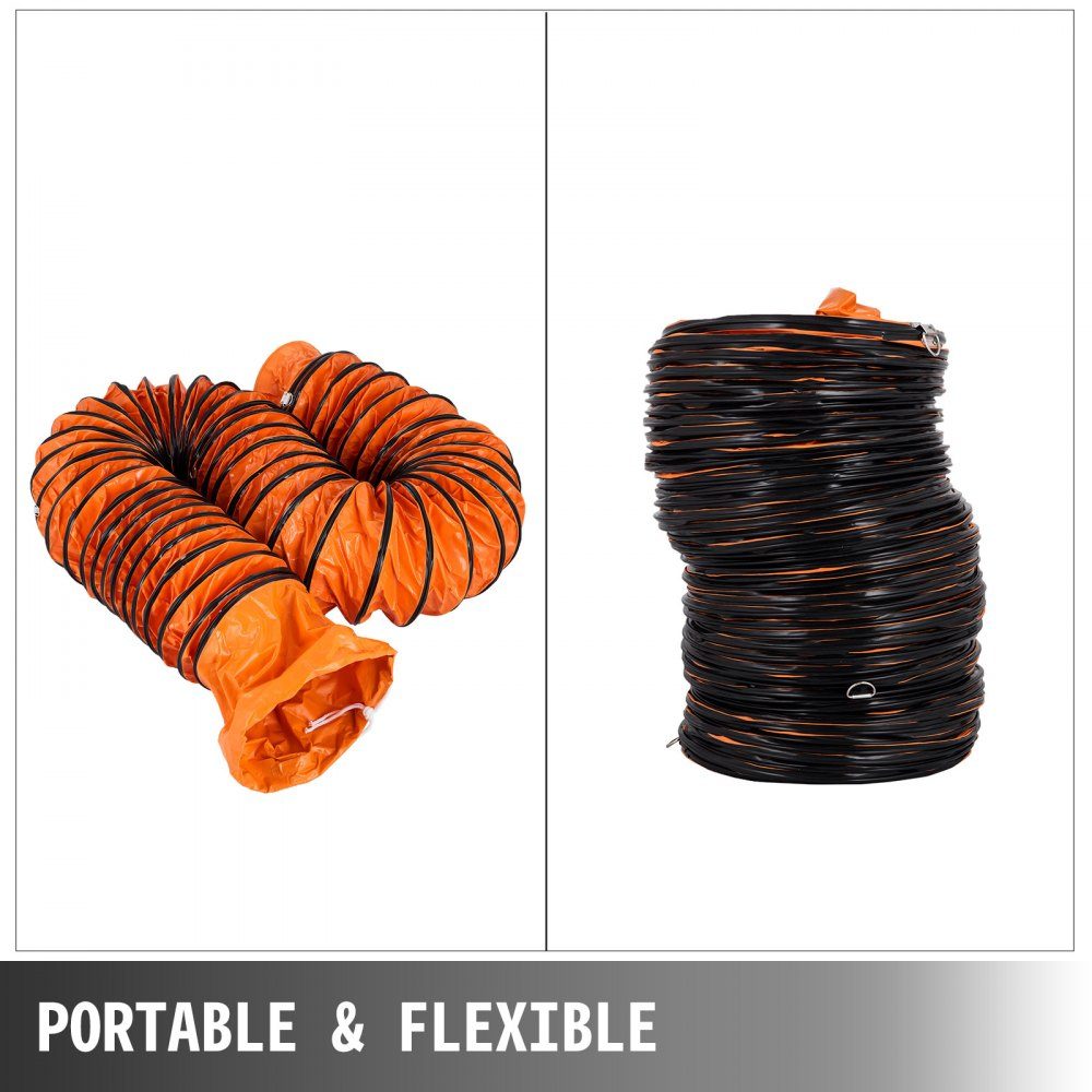 Air transport hose 9.8 m fan diameter, 30.48 cm warm air hose, 35 x 35 x 28 cm ventilation hose construction site hose, orange ventilation hose