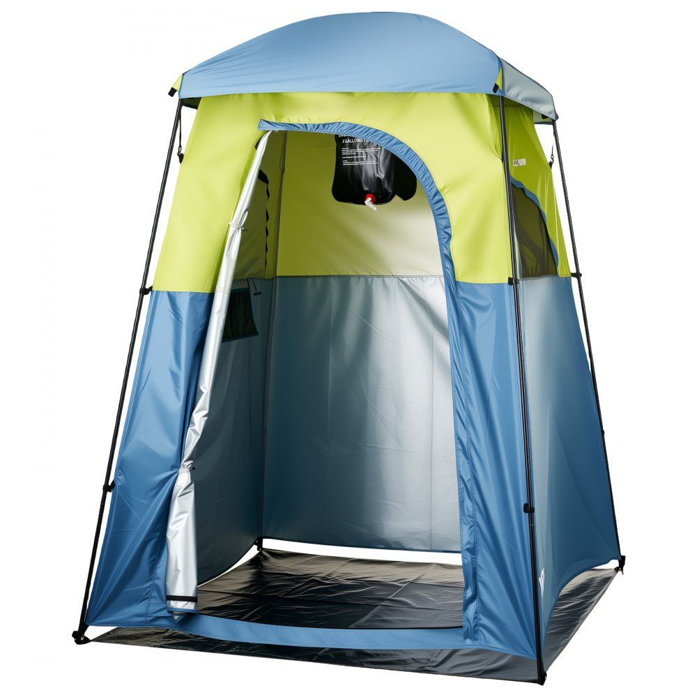 Shower tent with 1 room & shower bag, toilet tent (1676x1676x2184 mm) changing tent including pegs and ropes as well as carrying bag and support poles made of 150D Oxford fabric for camping beach fishing in green