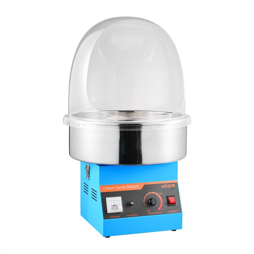 Electric Cotton Candy Machine 1000W, Cotton Candy Machine with Lid & Stainless Steel Bowl & Sugar Spoon, Ideal for Carnival, Birthdays, Family Gatherings, Cotton Candy Machine Blue