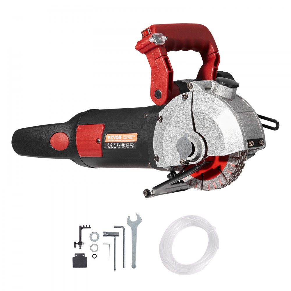 Wall chaser slot cutter 4800W, wall chaser 6500 rpm, wall chaser slot chaser with 34 mm depth, 38 mm width, electric grooving machine 54x20x24 cm with 5 φ125 mm saw blade, ideal for construction sites