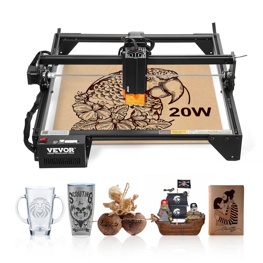 Lasergravierer, 20 W Leistung, Lasergravurmaschine, 35 x 40 cm Arbeitsbereich, 10000 mm/min Bewegungsgeschwindigkeit, komprimierte Spitze mit Augenschutz, für Holz, bestimmte Metalle