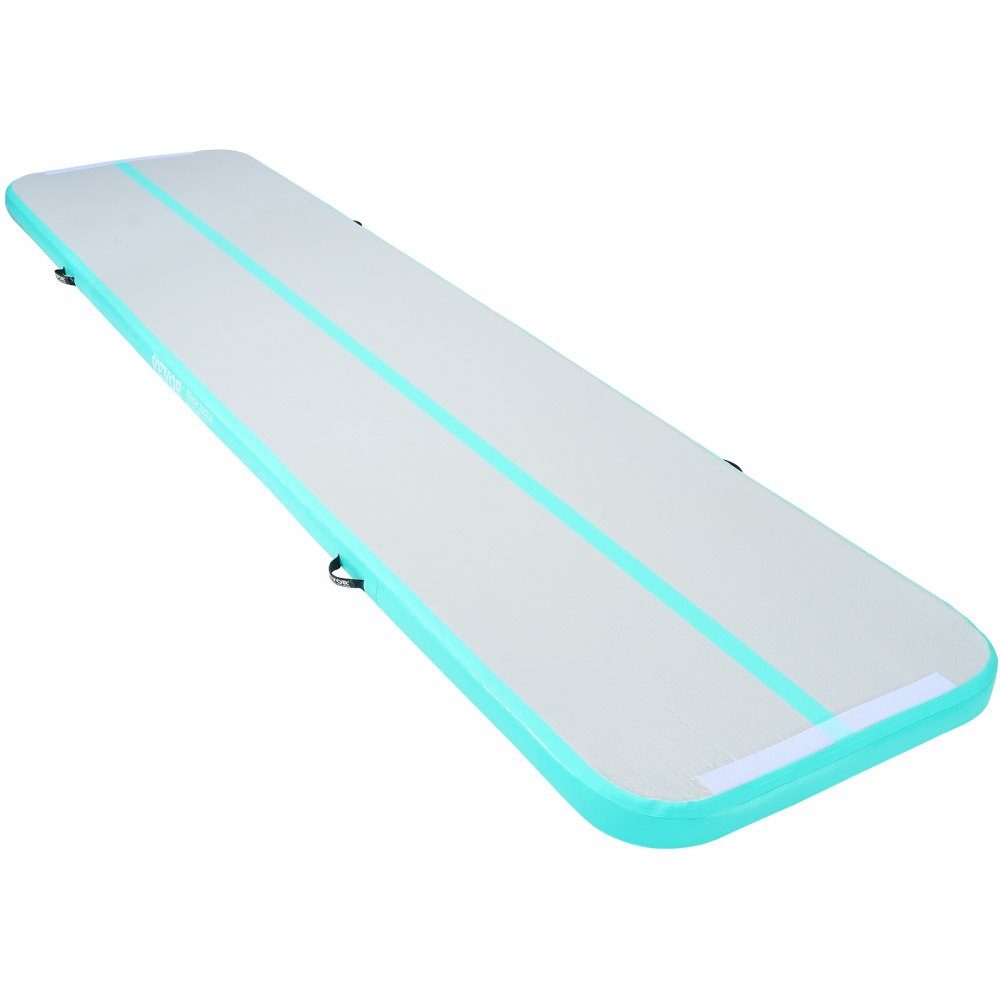 Gymnastik-Luftmatte, 10 cm dick, aufblasbare Gymnastik-Tumbling-Matte, Tumbling-Bahn mit elektrischer Pumpe, Trainingsmatten für den Heimgebrauch/Fitnessstudio/Yoga/Cheerleading/Strand/Park, Grün