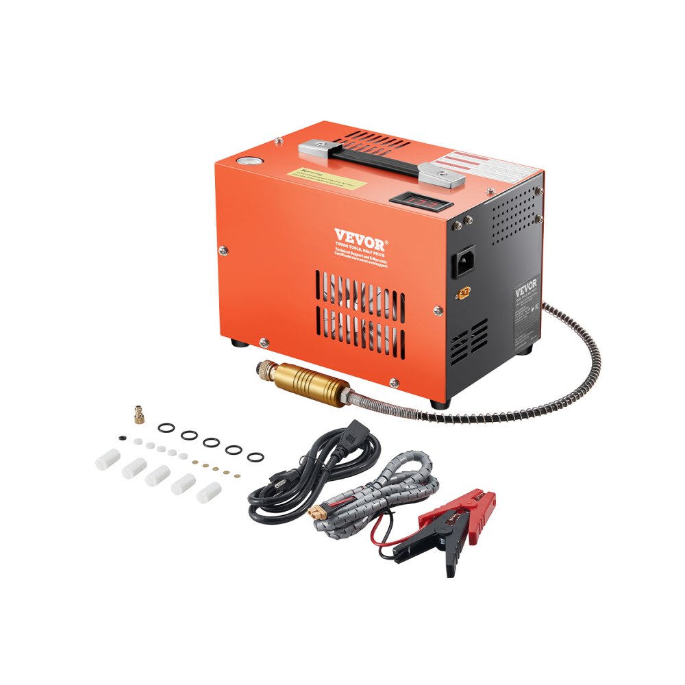 PCP-luchtcompressor, 4500 PSI PCP-luchtgeweercompressor met ingebouwde converter en ventilatorkoelsysteem, DC12V / AC230V-compressorpomp met handmatige stop voor luchtgeweer, paintball en duikflessen