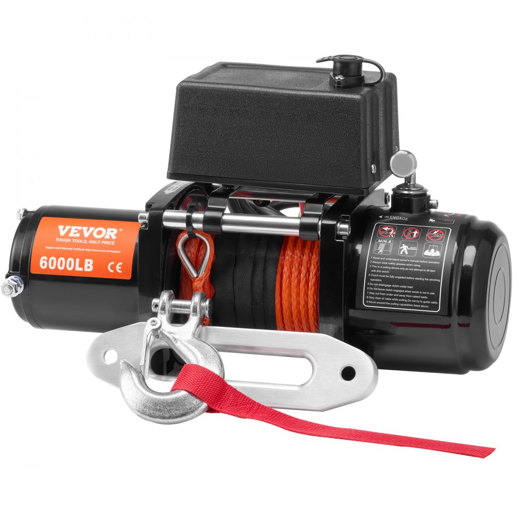 Elektrische Seilwinde, 6000 lb Tragfähigkeit, 12 V DC für LKWs mit 1/4 Zoll x 55 Fuß synthetischem Seil, Aluminiumseilführung, zwei Fernbedienungsoptionen, IP55-Wasserbeständigkeit, ideal zum Ziehen von SUVs, LKWs, Jeeps, Anhängern und Booten Elektrische Seilwinde, 6000 lb Tragfähigkeit, 12 V DC für LKWs mit 1/4 Zoll x 55 Fuß synthetischem Seil, Aluminiumseilführung, zwei Fernbedienungsoptionen, IP55-Wasserbeständigkeit, ideal zum Ziehen von SUVs, LKWs, Jeeps, Anhängern und Booten