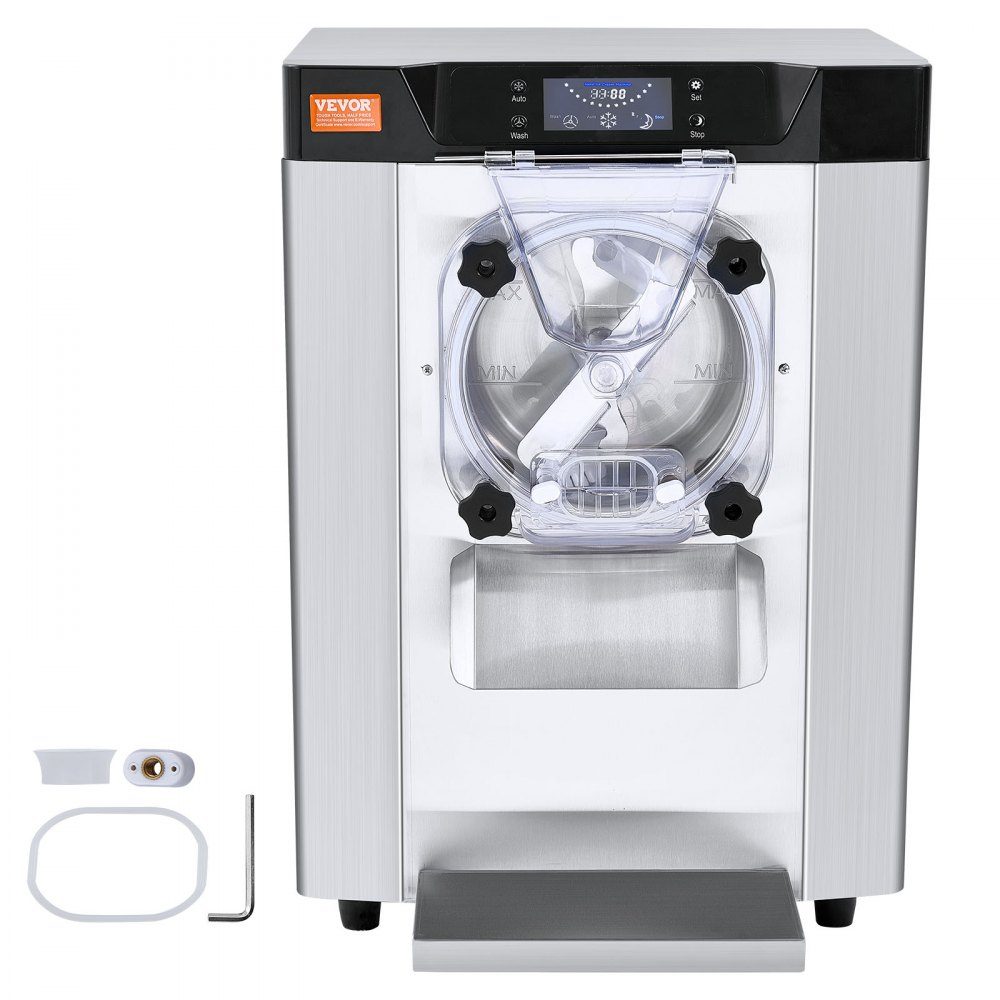 Komercyjna maszyna do lodów, 12 l/h jednosmakowa maszyna do lodów na blacie do podawania na twardo, cylinder ze stali nierdzewnej 4,5 l, panel LED, automatyczne chłodzenie wstępne z czyszczeniem