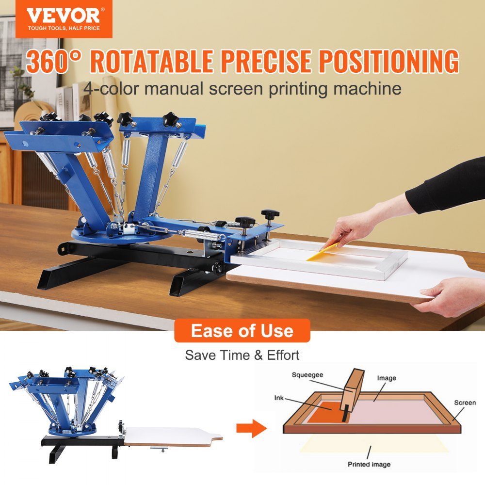 Screen Printing Press T-Shirt Screen Printing Machine 1 Colors + 1 Station, T-Shirt Press, Transfer Press for DIY, Printer for Textile Printing, Clothing, Pillowcases, Luggage, etc