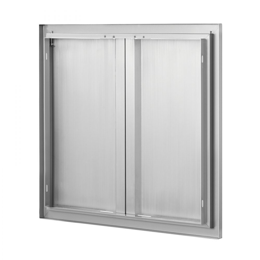 Grilltoegangsdeur 660x610mm Dubbele buitenkeukendeur Inbouw roestvrijstalen deur Verticale muurdeur met intrekbare handgrepen voor grilleiland Grillstation Buitenkast