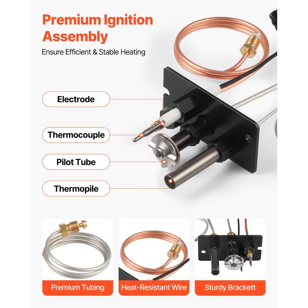 Aardgas waakvlambrander, OE 69L17, 69L1701, 904405, J4117, 108084-02 gas waakvlamkit, vervanging voor aardgasontsteking, compatibel met Lennox-, Superior- en Astria-modellen, zwart