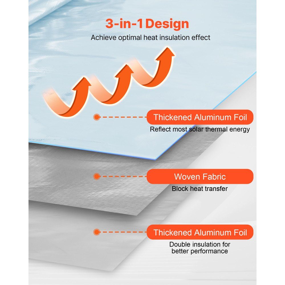 Isolierfolie, perforierter Stoff, reflektierende Folie, 0,15 mm, 122 cm x 38,1 m, doppelseitige Aluminiumfolie, Wärmedämmrolle für Fenster und Wohnmobildächer