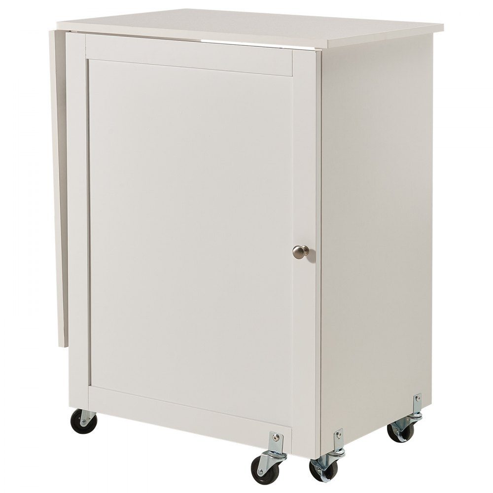 Opvouwbare naaitafel Multifunctionele naaimachinetafel met wielen en planken en opbergvakken en houten pennen en magnetische deuren, naaimachine wit (1170 x 400 x 778 mm)