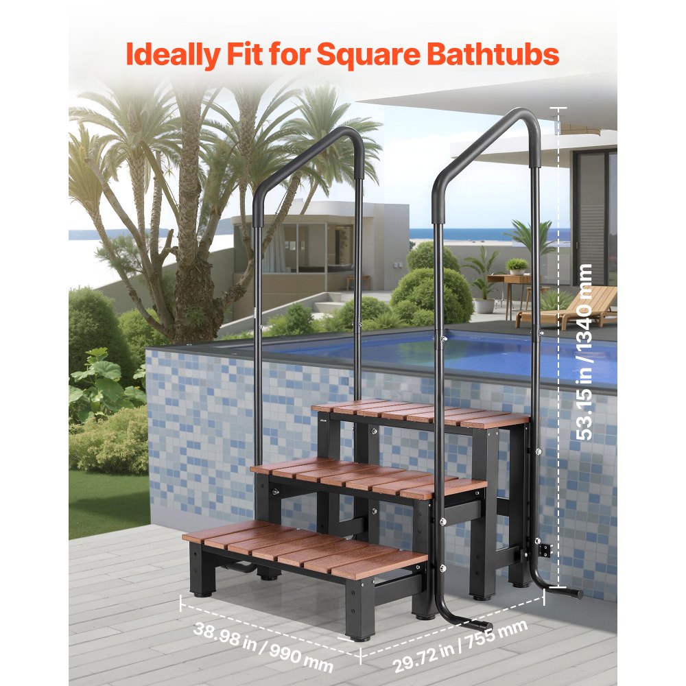 Badewannen-Stufen-Pool-Treppe, 3-stufige Wohnmobil-Treppe, 640,08 mm breite Außentreppe für oberirdische/aufblasbare Pools mit einer Tragfähigkeit von 500 Pfund, vielseitig einsetzbar für Veranda und Terrasse Badewannen-Stufen-Pool-Treppe, 3-stufige Wohnmobil-Treppe, 640,08 mm breite Außentreppe für oberirdische/aufblasbare Pools mit einer Tragfähigkeit von 500 Pfund, vielseitig einsetzbar für Veranda und Terrasse