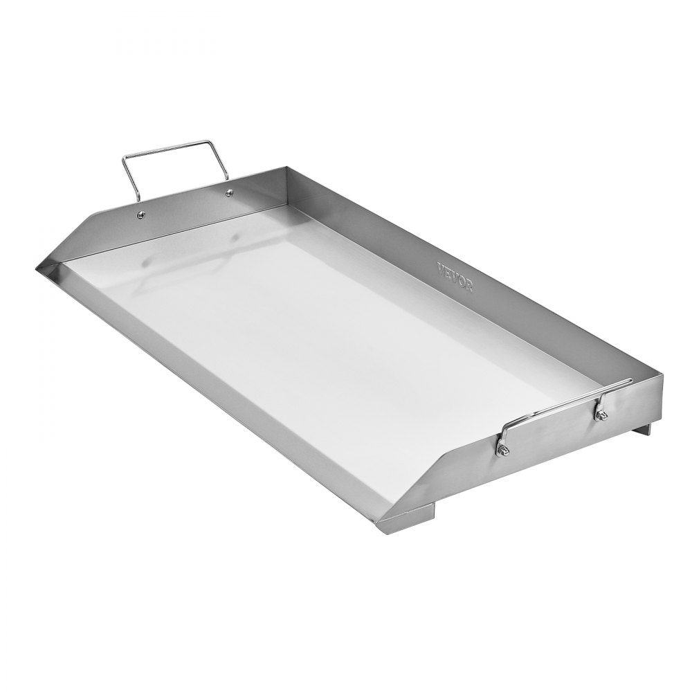 Plaque de gril Poêle à griller Plaque rectangulaire universelle en acier inoxydable (809x370 mm) avec dessus plat, plaque de gril à gaz pour barbecue Teppanyaki, batterie de cuisine familiale portable avec poignée