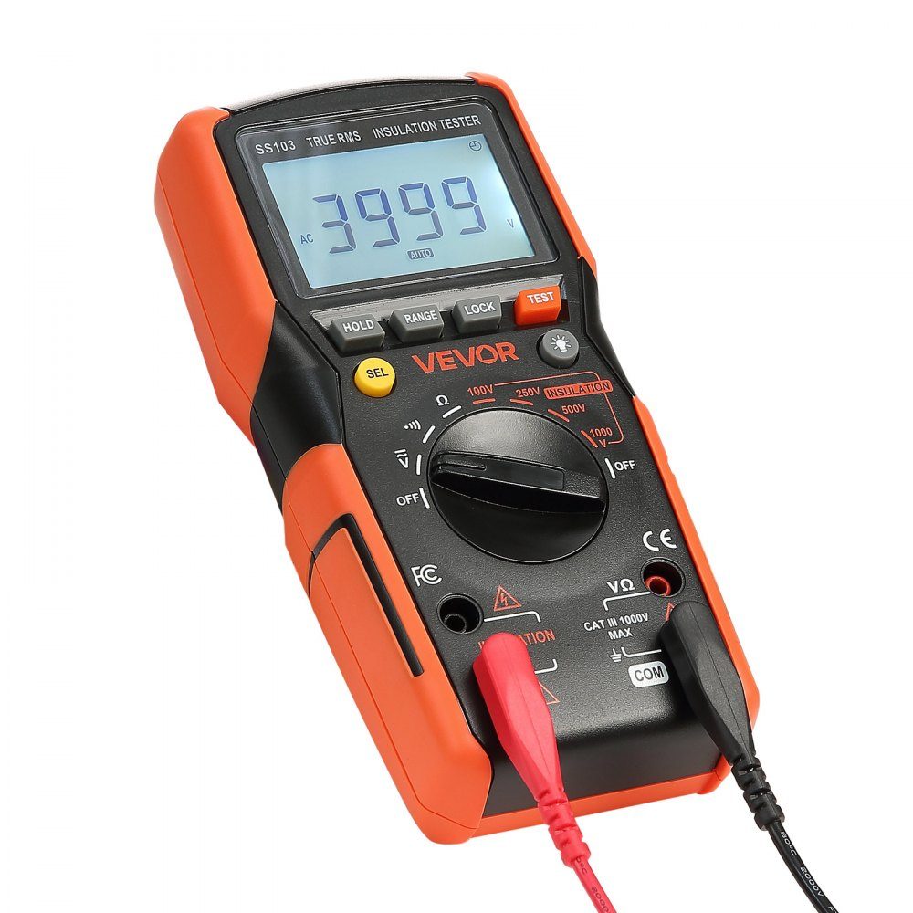 Digital Multimeter, 4000 Count TRMS Voltmeter Ohmmeter, 1000V AC/DC Voltage Tester with switchable auto/manual range for voltage, resistance and continuity measurement