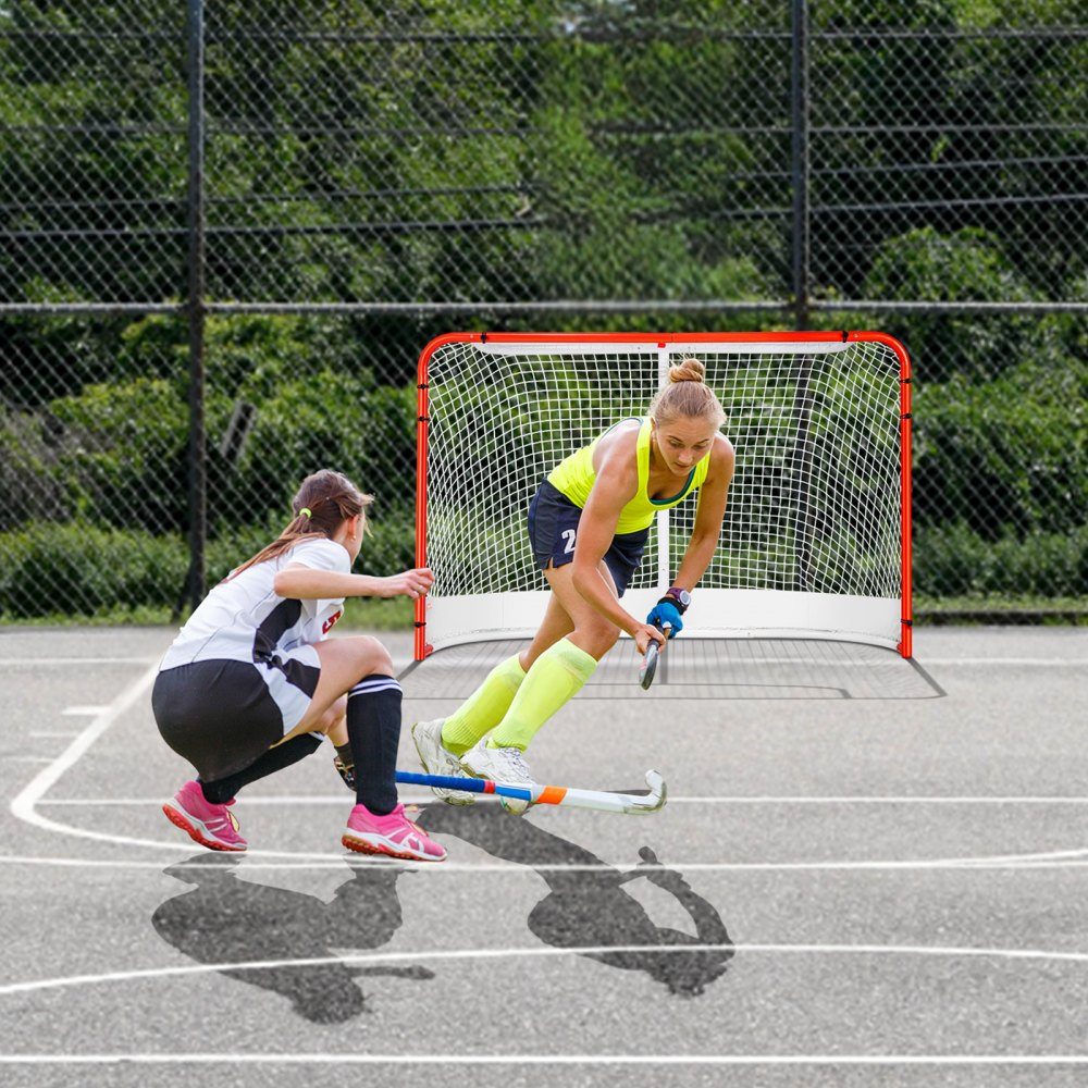 Hockey Goal Street Hockey Net, Street Hockey Goal Hockey Net, 183 x 64 x 122 cm, Hockey Training Goal Set, Official Professional Indoor/Outdoor Steel Tubing Hockey Goal with Net, White/Red, Training
