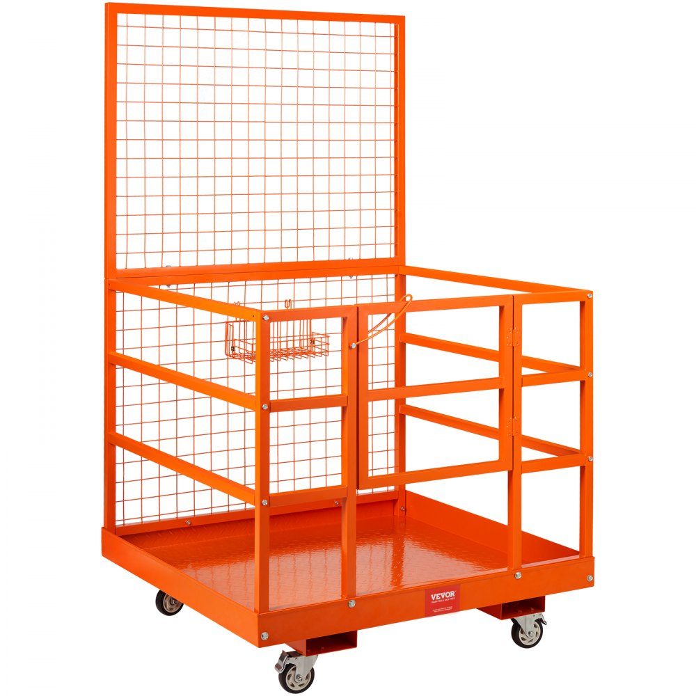 Arbeitsplattform-Gabelstapler 635 kg Sicherheitskorb Schwerlast-Arbeitskorb aus Stahl 114,3 x 109,2 x 203,2 cm Gabelstapler-Plattform Premium für 1–2 Personen Montageplattform-Gabelstapler Ideal für Arbeiten in der Höhe