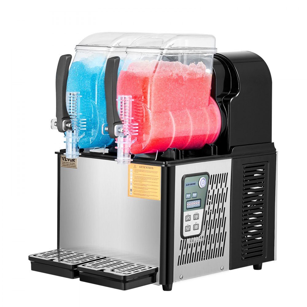 Commercial Slush Machine, 4L x 2 Double Tank Slush Ice Machine, Slushy Machine for Frozen Drinks, 32 Cup Margarita Smoothie Machine for Home, Party, Restaurant, Cafe, Bar