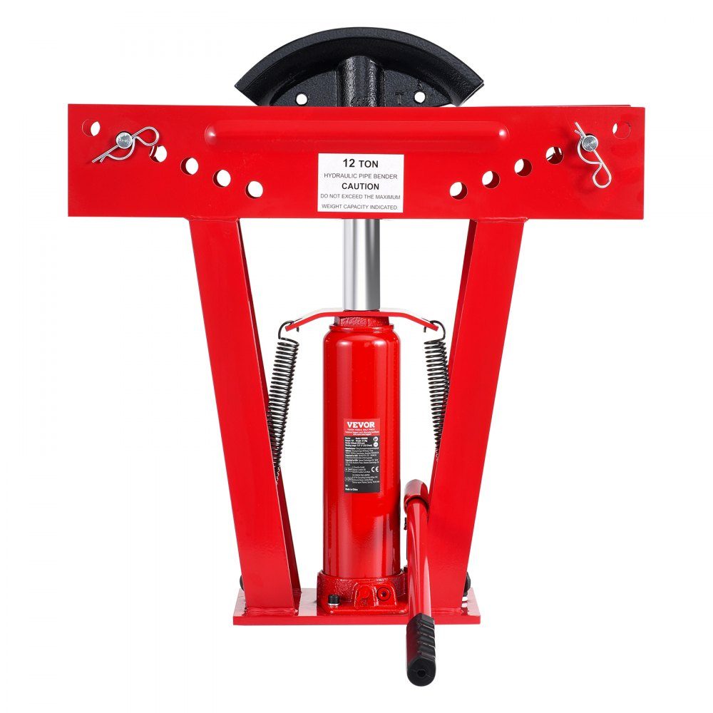 Hydraulische pijpenbuiger, 12 ton pijpenbuiger met 6 matrijzen (1/2, 3/4, 1, 1-1/4, 1-1/2, 2 inch), 90-180° pijpenbuiger met verstelbare rollen voor het buigen van diverse metaalsoorten