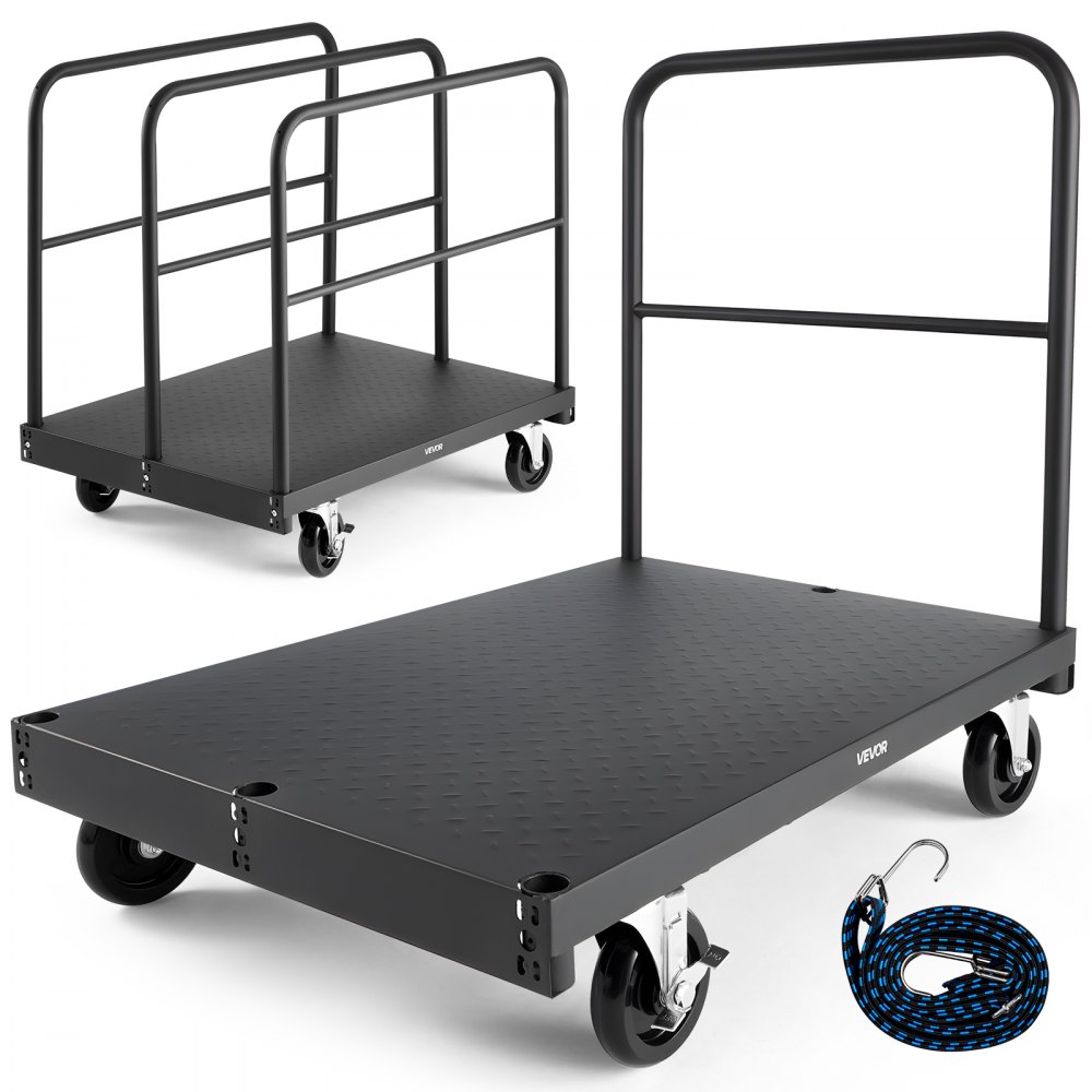 Chariot à assiettes, 816 kg, chariot de transport 2 en 1 avec roulettes pivotantes à 360°, chariot à assiettes, chariot à assiettes avec 4 mains courantes latérales, aide au transport pour usine, entrepôt, garage, noir 914x610x858 mm Chariot à assiettes, 816 kg, chariot de transport 2 en 1 avec roulettes pivotantes à 360°, chariot à assiettes, chariot à assiettes avec 4 mains courantes latérales, aide au transport pour usine, entrepôt, garage, noir 914x610x858 mm