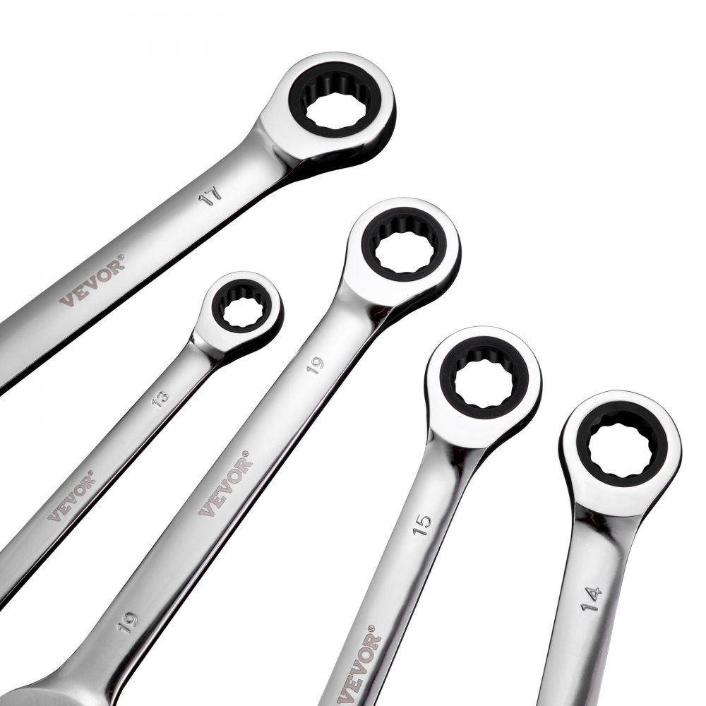 Wrench Set, 8 Piece Ratchet Wrench Set with Organizer Rack, Cr-V Steel Metric 8mm to 19mm Wrench Set, Ideal for General Car Repairs in Home, Garage, Workshop