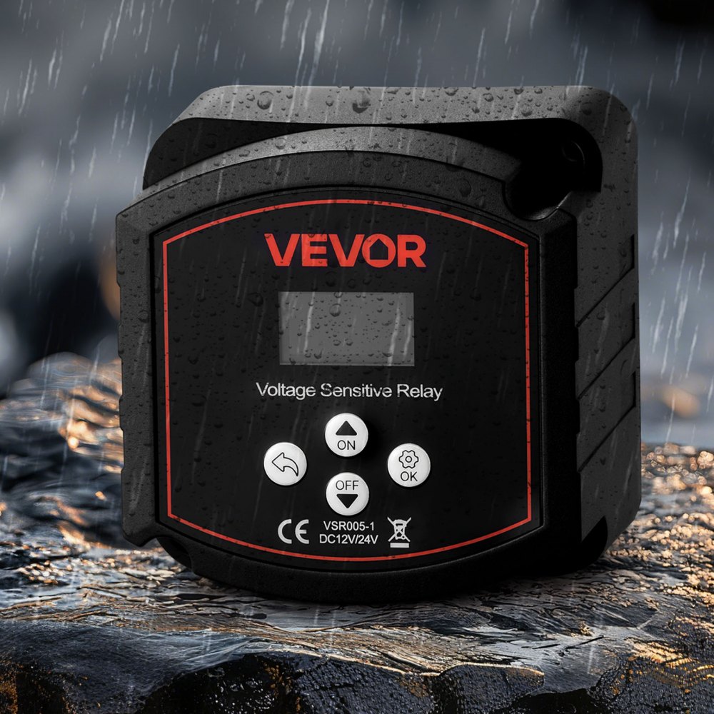Dual Battery Disconnect Relay Kit, 12V 300A 6m 33.6mm² (2AWG) VSR Voltage Sensitive Relay with Voltmeter LCD Screen Battery Isolator Switch Compatible with Lithium Batteries for UTV ATV