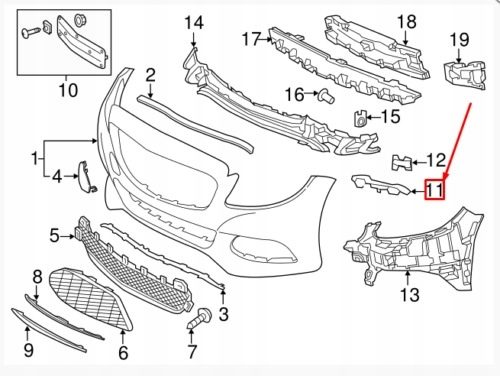 Oryginalny komplet zderzaków przeciwnajazdowych lewy prawy MERCEDES C-Class W205 A2058850821 A2058850921