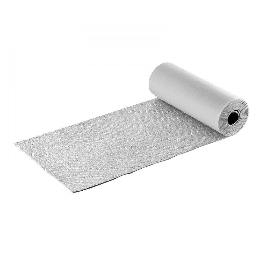 Film isolant, kit d'isolation thermique 6 mm, film réfléchissant 61 cm x 5,5 m, 4 rouleaux de barrière anti-radiation en feuille d'aluminium avec âme en mousse EPE, bouclier thermique blanc en film PE pour portes de garage.