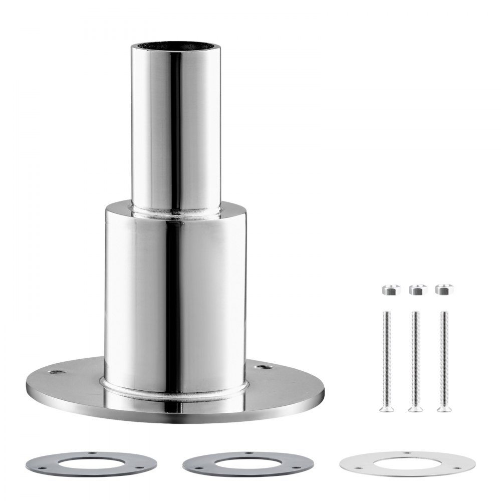 Réglage de la peau d'échappement à travers la coque (24 mm), kit d'échappement droit pour tuyaux d'échappement marins avec vis, écrous et joint pour chauffages diesel et chauffages d'appoint, acier inoxydable 316, couleur argent