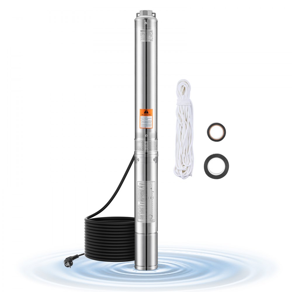 Pompa głębinowa, moc wejściowa 1100W, przepływ 100l/min, wysokość podnoszenia 75m, z kablem 20m, pompa głębinowa, do nawadniania przemysłowego i użytku domowego, stopień ochrony przed wodą IP68 Pompa głębinowa, moc wejściowa 1100W, przepływ 100l/min, wysokość podnoszenia 75m, z kablem 20m, pompa głębinowa, do nawadniania przemysłowego i użytku domowego, stopień ochrony przed wodą IP68