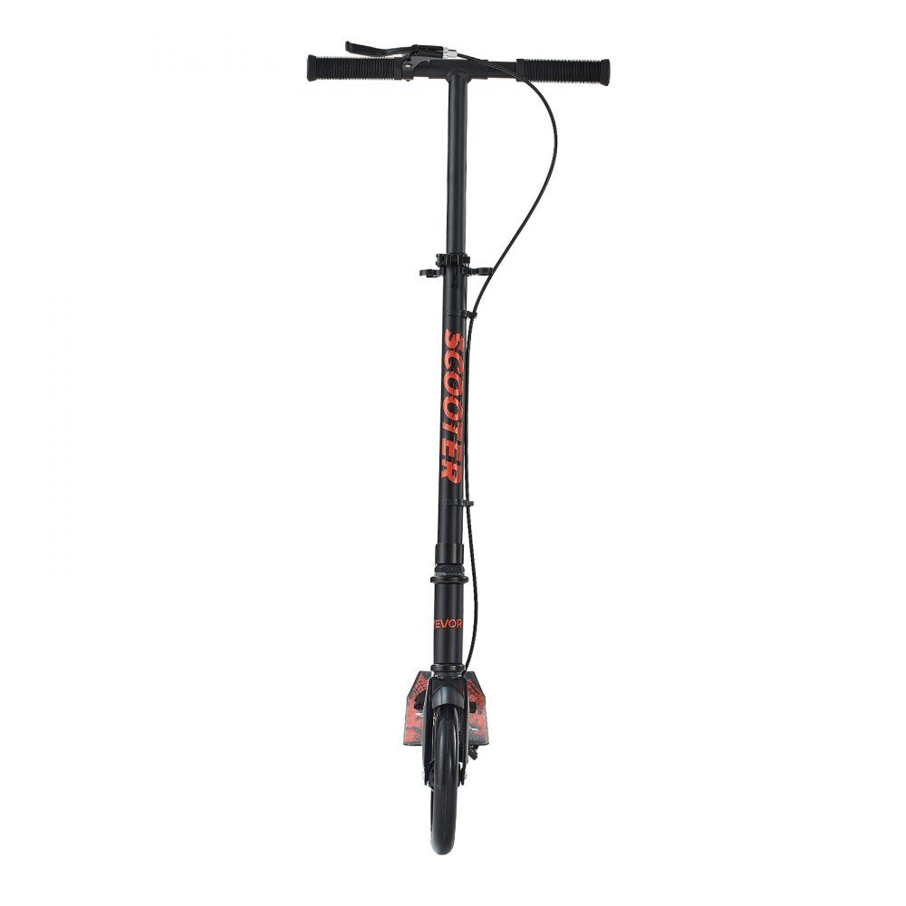 Trottinette (2 roues) pour enfants à partir de 8 ans, trottinette de ville, trottinette enfant, trottinette de rue avec guidon réglable en hauteur & plateau antidérapant & frein à main, trottinette pliable jusqu'à 100 kg, noire