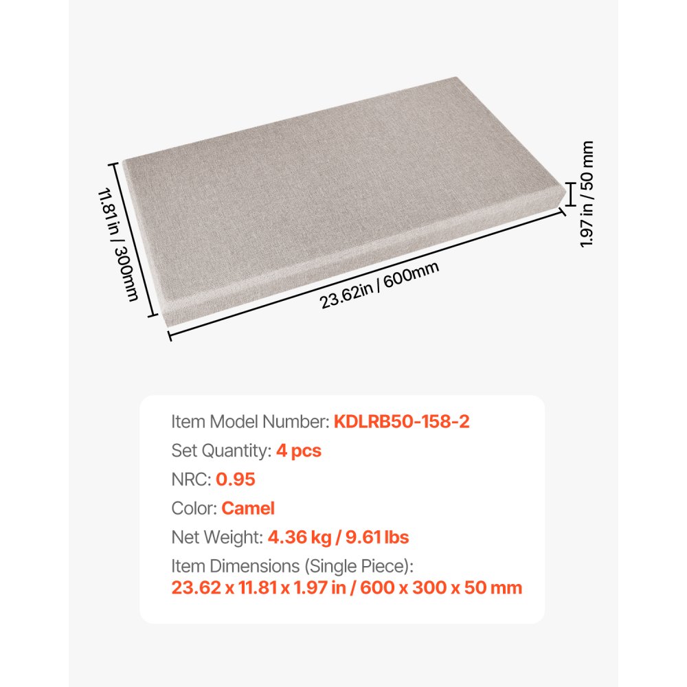 Akoestische panelen 4 stuks 2" dik 24" x 12" glasvezel geluidsabsorberende panelen zelfklevende geluiddichte wandpanelen voor studio's, kantoren, thuisbioscopen, vergaderruimtes, Kameel Akoestische panelen 4 stuks 2" dik 24" x 12" glasvezel geluidsabsorberende panelen zelfklevende geluiddichte wandpanelen voor studio's, kantoren, thuisbioscopen, vergaderruimtes, Kameel