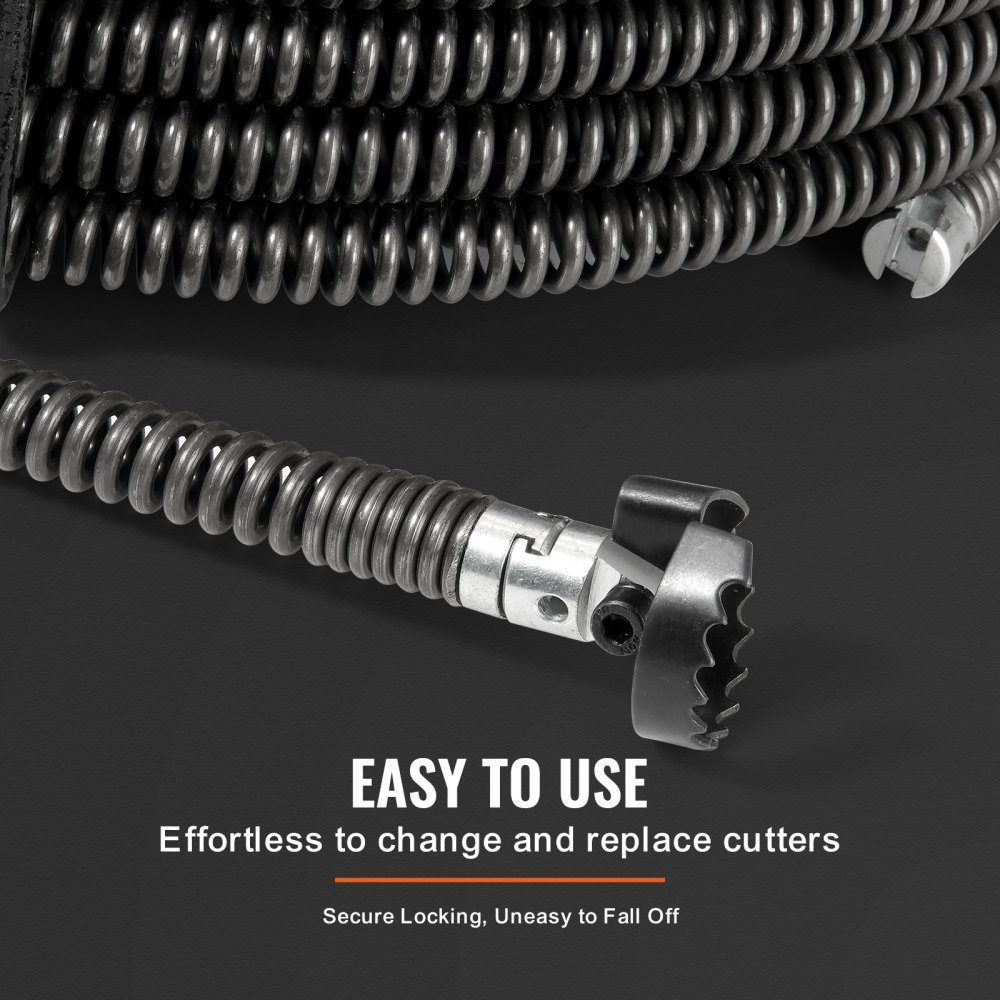 Pipe Cleaning Cable 20m x 16mm, Professional Pipe Cleaning Cable with 7 Cutters for Pipes from 20 to 100mm, Hollow Core Sewer Cable for Sink, Floor Drain, Toilet