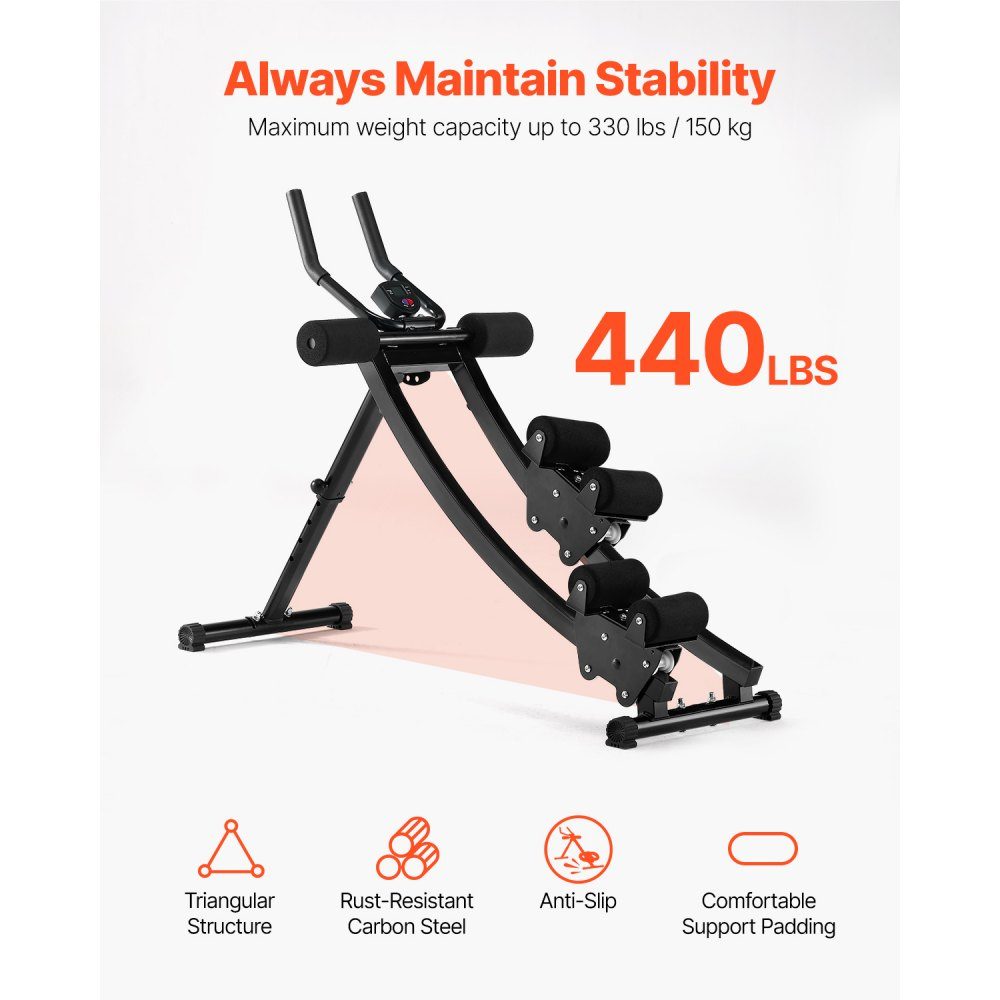 Bauchtrainingsgerät, Bauchtrainer, AB-Maschine für Fitnessstudio, Bauchtrainer mit 200 kg Gewichtskapazität, Bauchtrainer für Krafttraining, faltbares, verstellbares Fitnessgerät