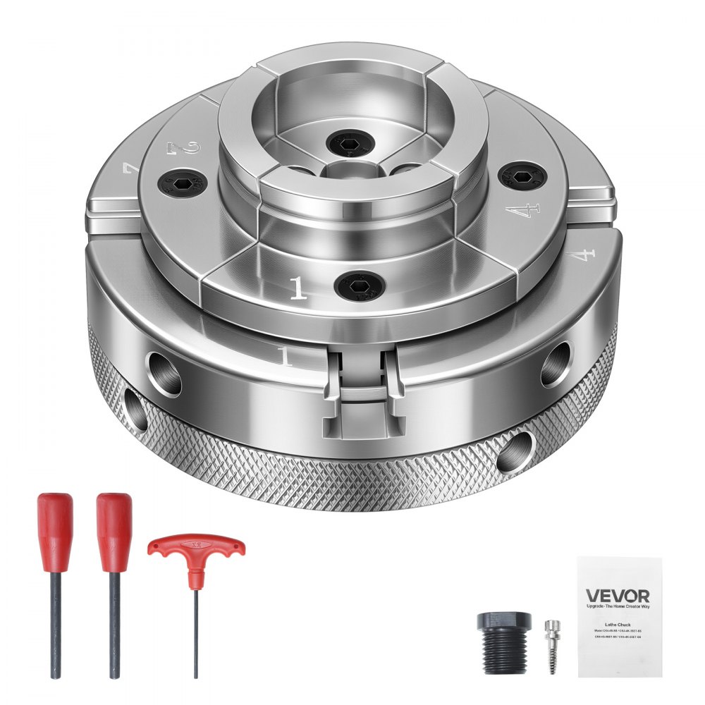 4" lathe chuck, 4 jaw centering chuck with 1" x 8 TPI thread and adapter, nickel plated high strength steel surface jaws, spreaders and clamps for woodworking 4" lathe chuck, 4 jaw centering chuck with 1" x 8 TPI thread and adapter, nickel plated high strength steel surface jaws, spreaders and clamps for woodworking
