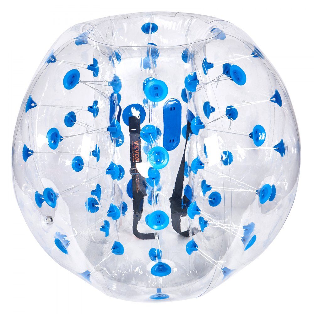Aufblasbarer Bump-Ball, Bumper-Ball, 1 Stück, 1,2 m x 1,03 m, menschlicher Kollisionsball, PVC-Körper-Blasen-Bounce-Ball für Outdoor-Aktivitäten, transparent + blaue Punkte, aufblasbarer Bumper-Ball