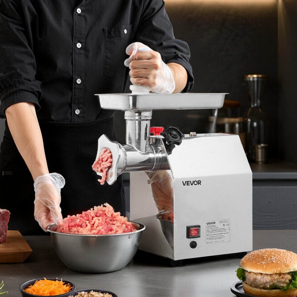 3.2kg/min Capacity Electric Meat Grinder, 850W Industrial Tabletop Meat Grinder with Blade and Grinding Plate, Sausage Machine, Stainless Steel Commercial Meat Grinder for Kitchen Restaurant
