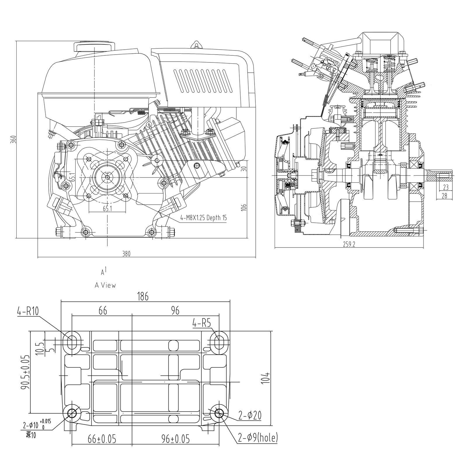 LIFAN-Benzinmotor 4,8 kW 6,5 PS 19,05 mm Handstart-Kartmotor 196-cm³-Motor