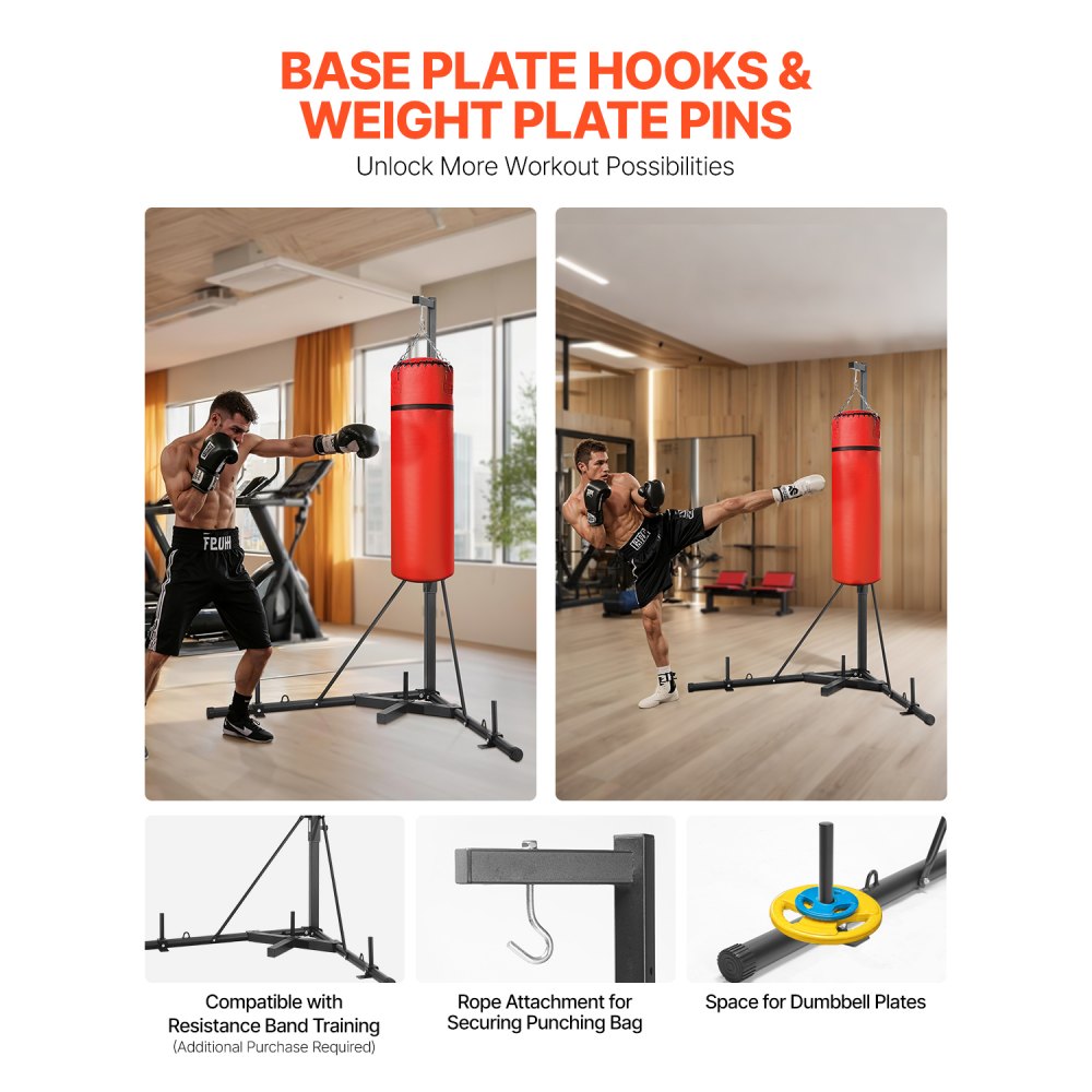 Bokszakstandaard, bokszakhouder, trainingsapparaat van staal (65 kg draagvermogen), in hoogte verstelbaar, vrijstaand zandzakframe, standaard met verzwaarde voet, trainingsapparaat voor de sportschool Bokszakstandaard, bokszakhouder, trainingsapparaat van staal (65 kg draagvermogen), in hoogte verstelbaar, vrijstaand zandzakframe, standaard met verzwaarde voet, trainingsapparaat voor de sportschool