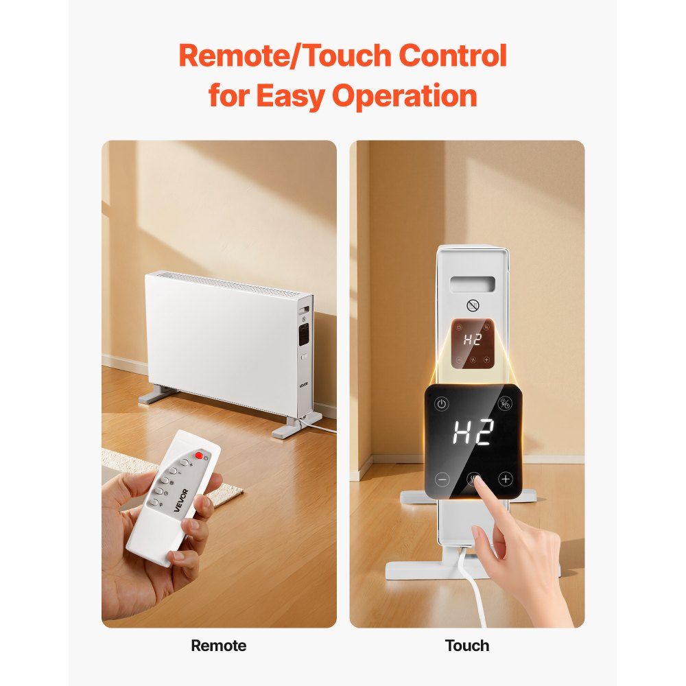 Convector Heater, 2000W Electric Convection Heater with Remote Control and Touch Control, 3 Modes, 24 Hour Timer, with Tilt and Overheat Protection for Home and Office