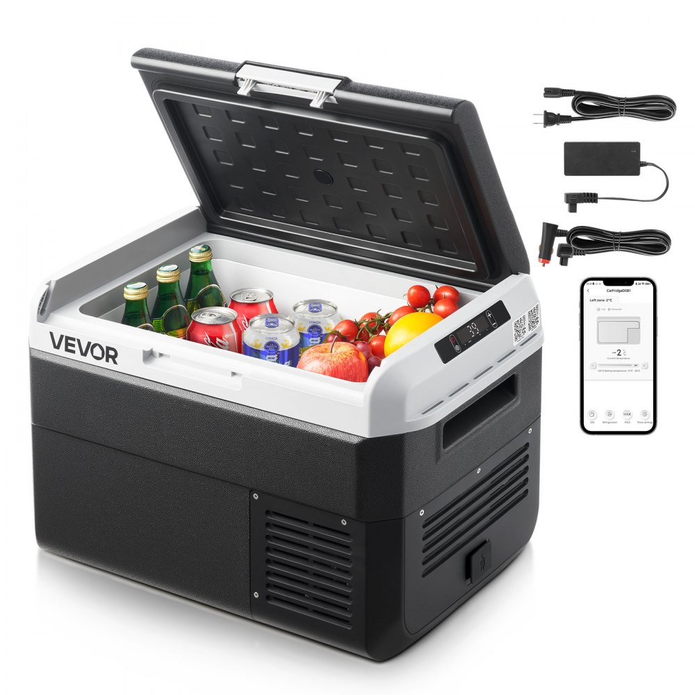Glacière à compresseur Réfrigérateur de voiture portable 25 L avec température réglable et contrôle par application Réfrigérateur 12/24 V DC et 100-240 V AC pour les voyages de camping en plein air et les camping-cars Glacière à compresseur Réfrigérateur de voiture portable 25 L avec température réglable et contrôle par application Réfrigérateur 12/24 V DC et 100-240 V AC pour les voyages de camping en plein air et les camping-cars