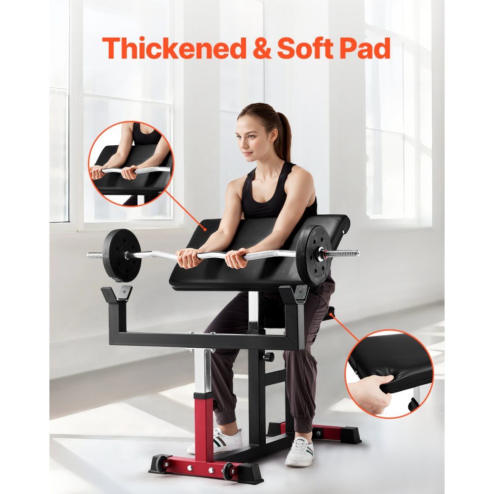 Preacher Curl Bench Biceps Machine for Strength Training, (Max Load 200kg), Home Fitness Equipment, Seated Barbell and Dumbbell Biceps Station, Adjustable Weight Benches