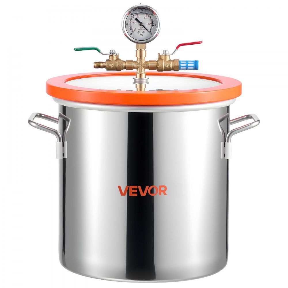 Pompe à vide avec chambre à vide de 11,4 L, 3,5 CFM 99 L/min, pompe à vide à 1 étage 180 W, kit de pompe à vide, tuyau de 1,5 m, pour stabiliser le bois et dégazer la résine de silicone