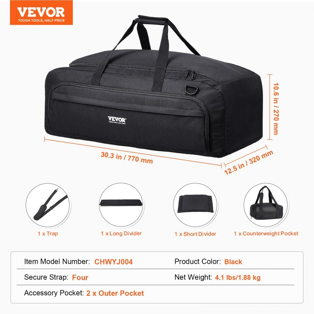 Sac de transport pour télescope, sac de transport pour télescope de 770 mm avec boucles fixes, plusieurs poches et séparateur amovible pour télescopes, sac de transport pour télescope pour sécuriser le tube optique et le trépied