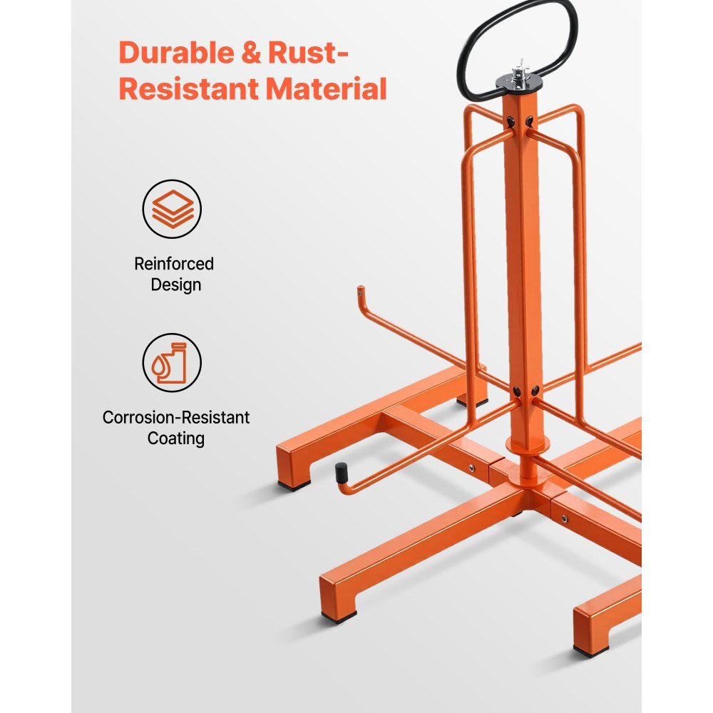 Wire Spool Holder, Floor or Wall Mounted (100/50 lbs), Cable Spool Dispenser, Portable Wire Reel with Handle, Swivel Eyelet, for Cable Transport in Various Conditions