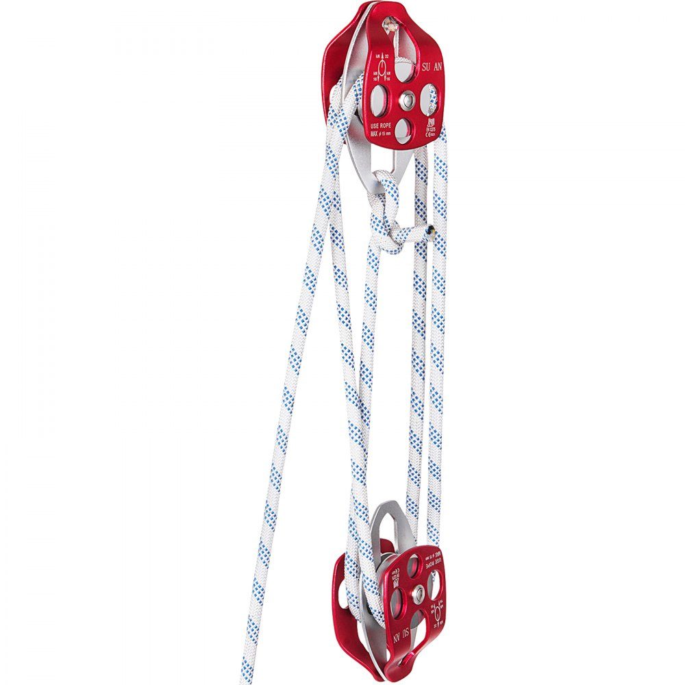 Block und Tackle mit zwei Rollen, 3492,66 kg, Umlenkrolle, 457,2 cm, 1,27 cm doppelt geflochtenes Seil