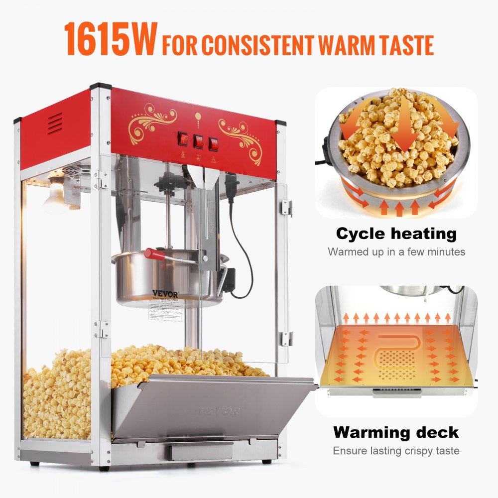 Popcornmaker Popcornmaker 1615W 16oz waterkoker Grote capaciteit Popcornmaker op aanrecht met gehard glas Inclusief 3 roestvrijstalen scoops in bioscoopstijl Popcornmaker Popcornmaker 1615W 16oz waterkoker Grote capaciteit Popcornmaker op aanrecht met gehard glas Inclusief 3 roestvrijstalen scoops in bioscoopstijl