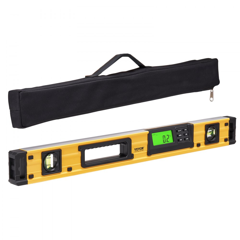 Capteur d'inclinaison numérique Niveau à bulle en aluminium avec écran LCD Longueur 600 mm 3 niveaux Plage de mesure 0-360° (4 x 90°) Précision 0,5 mm/m Fonction d'enregistrement et de maintien de la mémoire