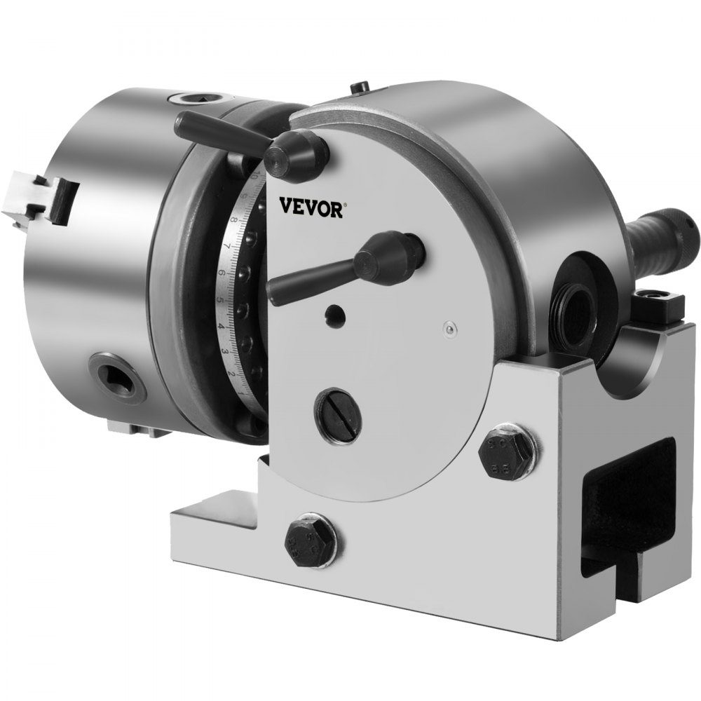 Dividing head with jaw chuck MK2, rotary table with indexing center height 100 mm, dividing head 23 kg, rotary table with plates, a strong support for the machined workpiece
