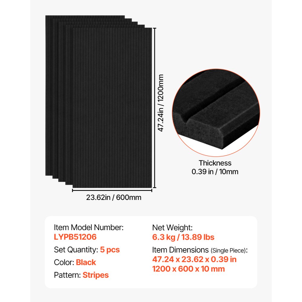 Lot de 5 panneaux acoustiques avec ruban adhésif, panneaux en mousse insonorisée 1200 x 600 x 10 mm, panneaux muraux acoustiques en fibre de polyester, pour maison, studio, bureau, théâtre, noir Lot de 5 panneaux acoustiques avec ruban adhésif, panneaux en mousse insonorisée 1200 x 600 x 10 mm, panneaux muraux acoustiques en fibre de polyester, pour maison, studio, bureau, théâtre, noir