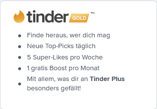Tinder Gold gift card voucher for 1 month worth €24.95