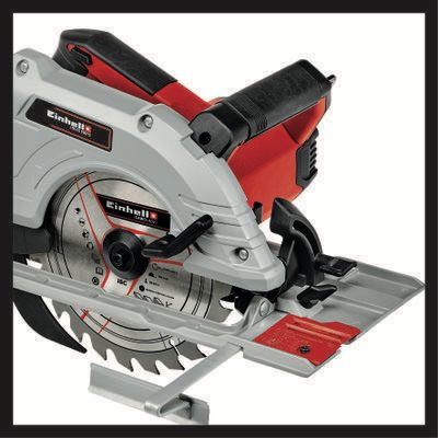 Scie circulaire manuelle Einhell TE-CS 190/1 (1 500 W, 5 500 min-1, réglage sans outil, grande poignée, table de scie en aluminium, blocage de broche, lame de scie en carbure incluse)